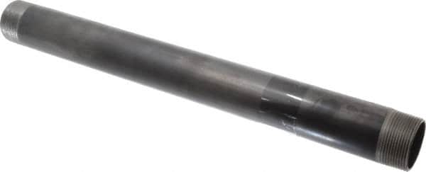 B&K Mueller - Schedule 40, 1-1/2" Diam x 18" Long Steel Black Pipe Nipple - Threaded - Exact Tooling