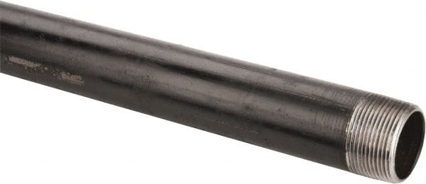 B&K Mueller - Schedule 40, 1-1/4" Diam x 24" Long Steel Black Pipe Nipple - Threaded - Exact Tooling