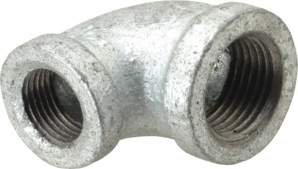 B&K Mueller - Class 150, 1/2 x 3/8" Galvanized Pipe 90° Reducing Elbow - Threaded, Malleable Iron - Exact Tooling