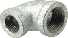 B&K Mueller - Class 150, 1/2 x 3/8" Galvanized Pipe 90° Reducing Elbow - Threaded, Malleable Iron - Exact Tooling