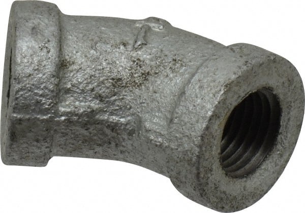 B&K Mueller - Class 150, 1/4" Galvanized Pipe 45° Elbow - Threaded, Malleable Iron - Exact Tooling