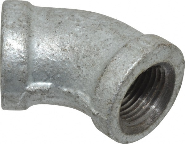 B&K Mueller - Class 150, 3/8" Galvanized Pipe 45° Elbow - Threaded, Malleable Iron - Exact Tooling