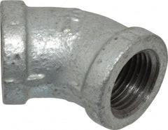 B&K Mueller - Class 150, 1/2" Galvanized Pipe 45° Elbow - Threaded, Malleable Iron - Exact Tooling