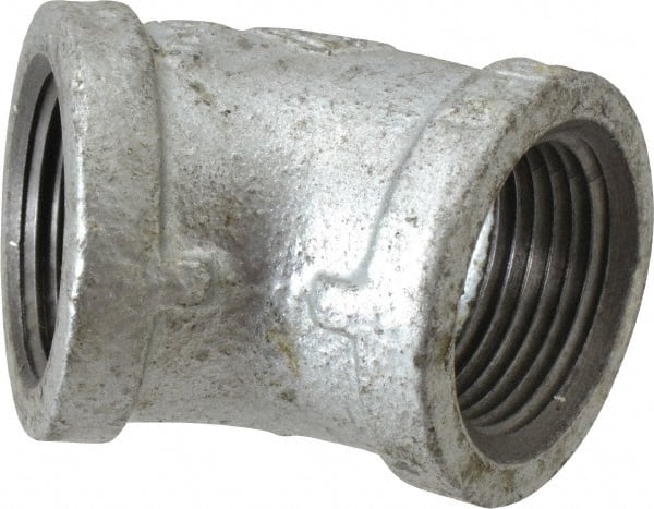B&K Mueller - Class 150, 1" Galvanized Pipe 45° Elbow - Threaded, Malleable Iron - Exact Tooling
