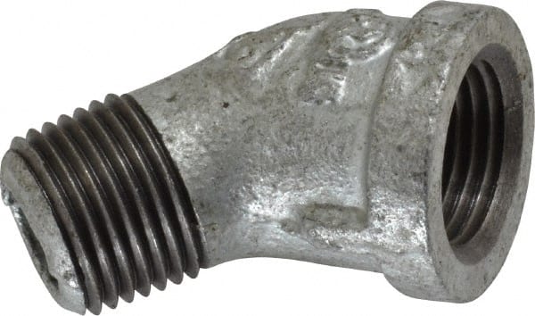 B&K Mueller - Class 150, 1/2" Galvanized Pipe 45° Street Elbow - Threaded, Malleable Iron - Exact Tooling