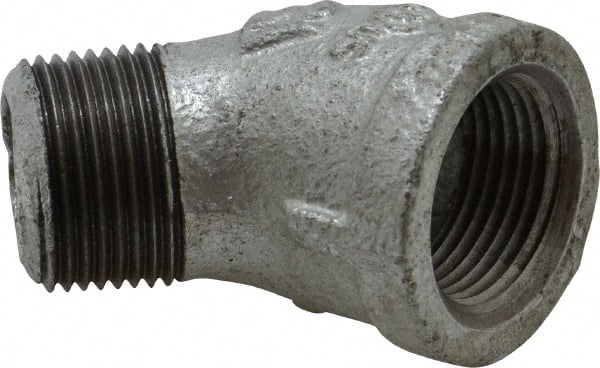 B&K Mueller - Class 150, 3/4" Galvanized Pipe 45° Street Elbow - Threaded, Malleable Iron - Exact Tooling