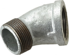 B&K Mueller - Class 150, 1-1/4" Galvanized Pipe 45° Street Elbow - Threaded, Malleable Iron - Exact Tooling