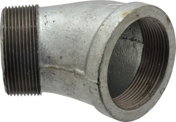 B&K Mueller - Class 150, 2" Galvanized Pipe 45° Street Elbow - Threaded, Malleable Iron - Exact Tooling