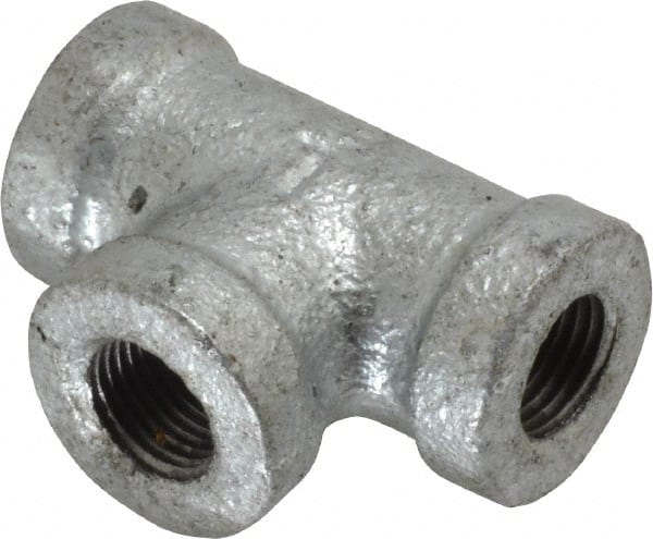 B&K Mueller - Class 150, 1/8" Galvanized Pipe Tee - Threaded, Malleable Iron - Exact Tooling