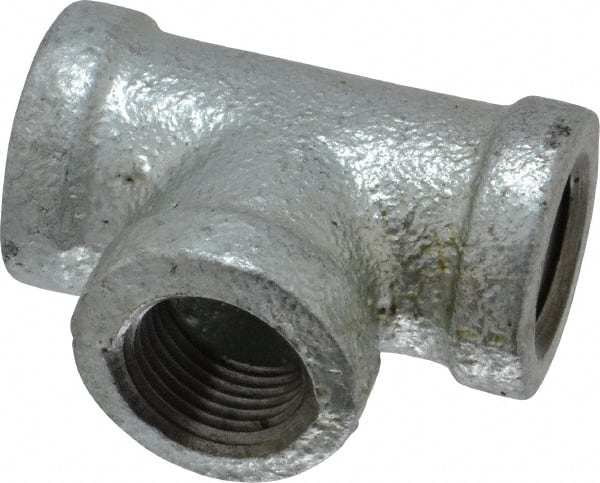 B&K Mueller - Class 150, 3/8" Galvanized Pipe Tee - Threaded, Malleable Iron - Exact Tooling