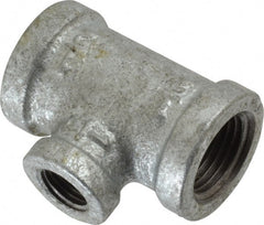 B&K Mueller - Class 150, 1/2 x 1/4" Galvanized Pipe Reducing Tee - Threaded, Malleable Iron - Exact Tooling