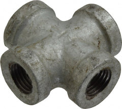 B&K Mueller - Class 150, 1/4" Galvanized Pipe Cross - Threaded, Malleable Iron - Exact Tooling