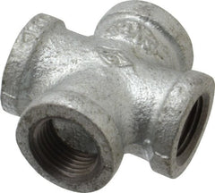 B&K Mueller - Class 150, 1/2" Galvanized Pipe Cross - Threaded, Malleable Iron - Exact Tooling
