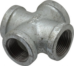 B&K Mueller - Class 150, 3/4" Galvanized Pipe Cross - Threaded, Malleable Iron - Exact Tooling