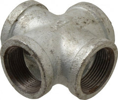 B&K Mueller - Class 150, 1-1/4" Galvanized Pipe Cross - Threaded, Malleable Iron - Exact Tooling