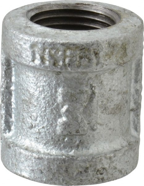 B&K Mueller - Class 150, 1/2" Galvanized Pipe Coupling (Right Hand) - Threaded, Malleable Iron - Exact Tooling