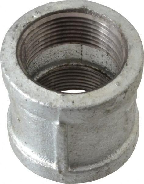 B&K Mueller - Class 150, 1-1/4" Galvanized Pipe Coupling (Right Hand) - Threaded, Malleable Iron - Exact Tooling