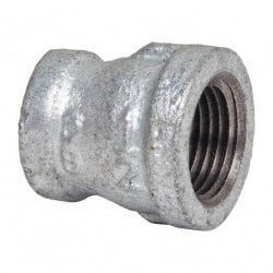 B&K Mueller - Class 150, 1/2 x 3/8" Galvanized Pipe Reducing Coupling - Threaded, Malleable Iron - Exact Tooling
