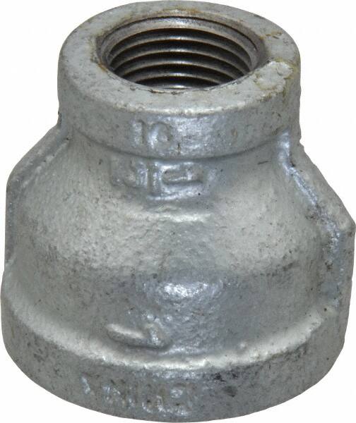B&K Mueller - Class 150, 1 x 1/2" Galvanized Pipe Reducing Coupling - Threaded, Malleable Iron - Exact Tooling