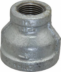B&K Mueller - Class 150, 1 x 1/2" Galvanized Pipe Reducing Coupling - Threaded, Malleable Iron - Exact Tooling