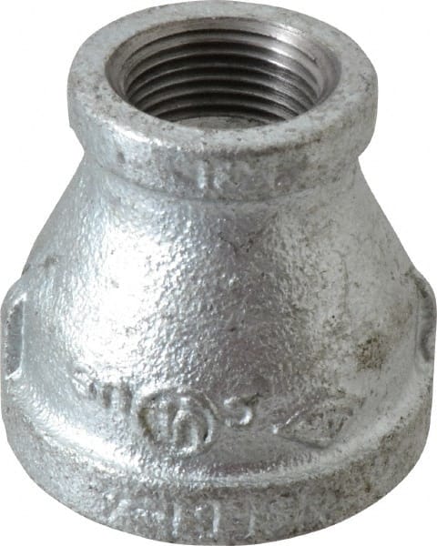 B&K Mueller - Class 150, 1-1/4 x 3/4" Galvanized Pipe Reducing Coupling - Threaded, Malleable Iron - Exact Tooling