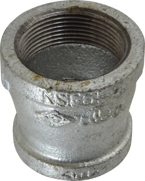 B&K Mueller - Class 150, 1-1/2 x 1-1/4" Galvanized Pipe Reducing Coupling - Threaded, Malleable Iron - Exact Tooling