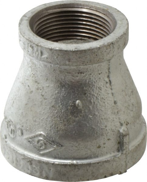 B&K Mueller - Class 150, 2 x 1-1/4" Galvanized Pipe Reducing Coupling - Threaded, Malleable Iron - Exact Tooling