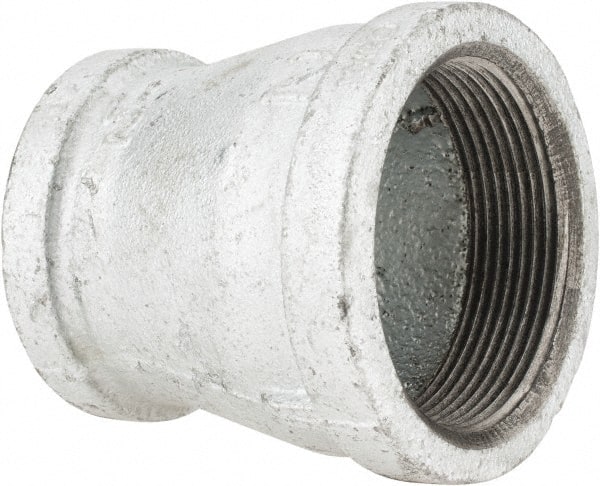 B&K Mueller - Class 150, 2 x 1-1/2" Galvanized Pipe Reducing Coupling - Threaded, Malleable Iron - Exact Tooling