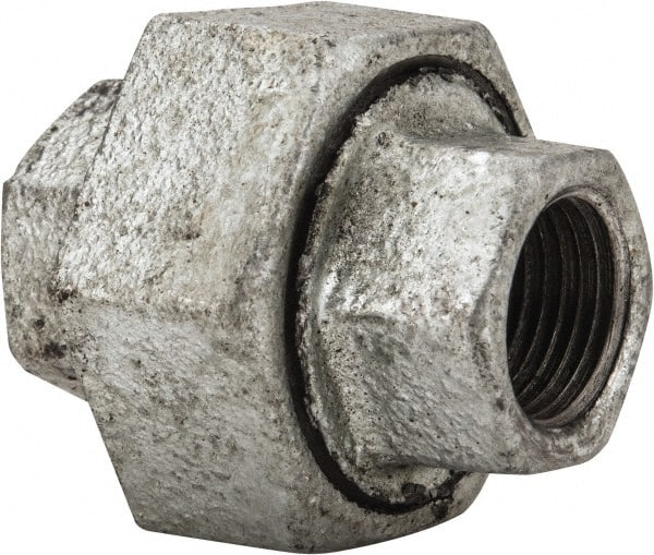 B&K Mueller - Class 150, 3/8" Galvanized Pipe Union - Threaded, Malleable Iron - Exact Tooling