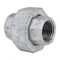 Value Collection - Class 150, 1/2" Galvanized Pipe Union - Threaded, Malleable Iron - Exact Tooling