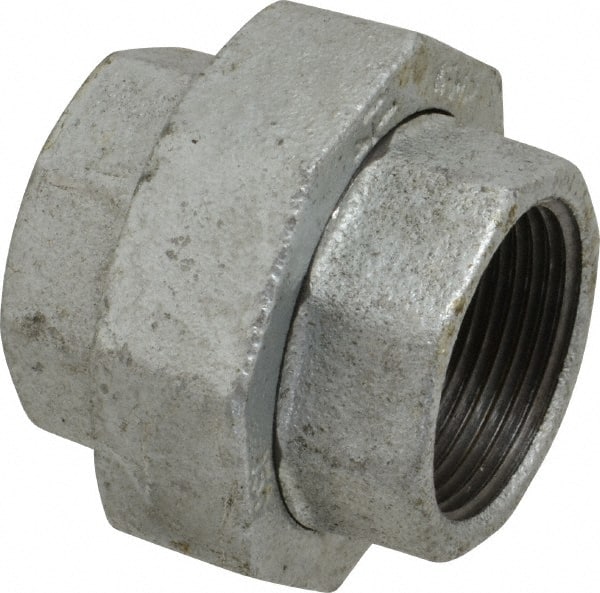 B&K Mueller - Class 150, 1-1/4" Galvanized Pipe Union - Threaded, Malleable Iron - Exact Tooling