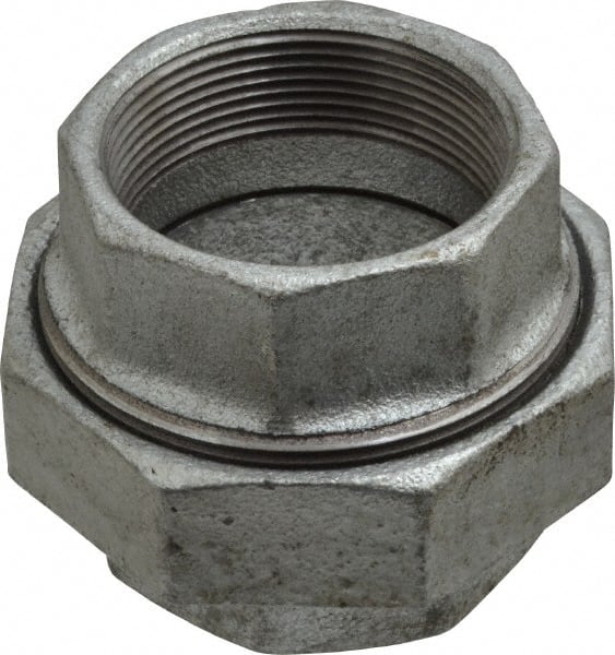 Value Collection - Class 150, 2" Galvanized Pipe Union - Threaded, Malleable Iron - Exact Tooling