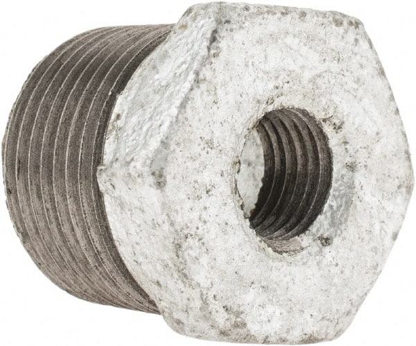 B&K Mueller - Class 150, 3/4 x 1/4" Galvanized Pipe Hex Bushing - Threaded, Malleable Iron - Exact Tooling