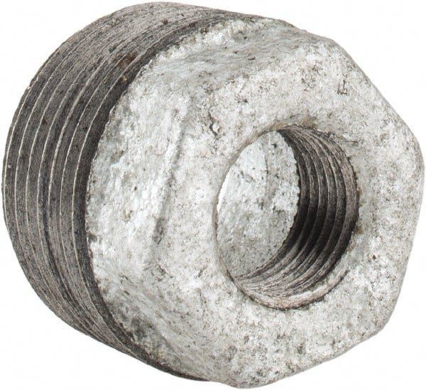 B&K Mueller - Class 150, 1 x 3/8" Galvanized Pipe Hex Bushing - Threaded, Malleable Iron - Exact Tooling