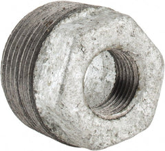 B&K Mueller - Class 150, 1 x 3/8" Galvanized Pipe Hex Bushing - Threaded, Malleable Iron - Exact Tooling