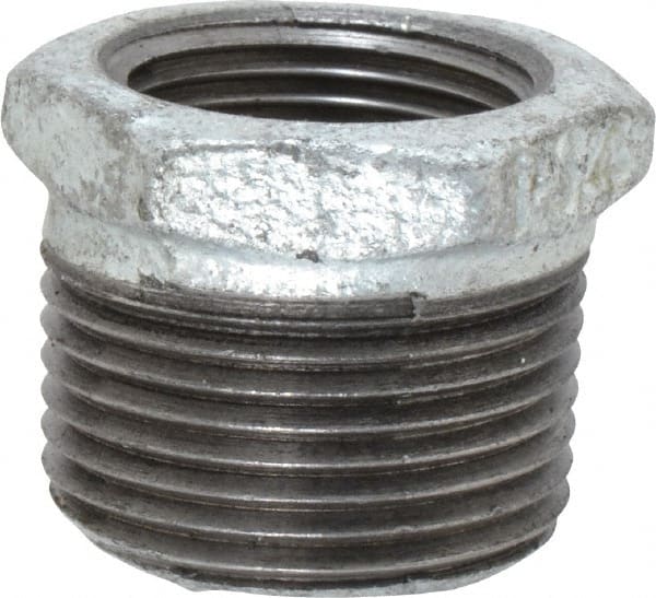 Value Collection - Class 150, 1 x 3/4" Galvanized Pipe Hex Bushing - Threaded, Malleable Iron - Exact Tooling