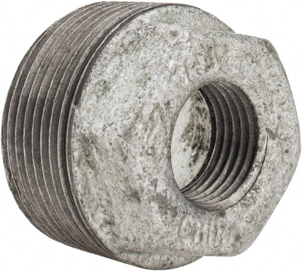 B&K Mueller - Class 150, 1-1/4 x 1/2" Galvanized Pipe Hex Bushing - Threaded, Malleable Iron - Exact Tooling