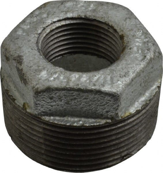 B&K Mueller - Class 150, 1-1/2 x 3/4" Galvanized Pipe Hex Bushing - Threaded, Malleable Iron - Exact Tooling