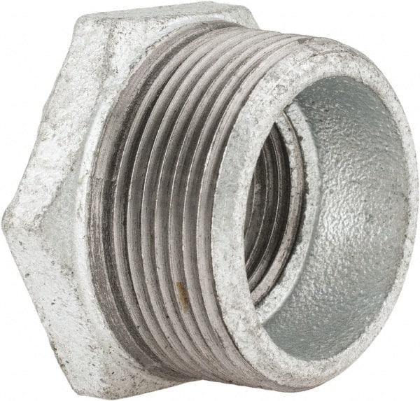 B&K Mueller - Class 150, 1-1/2 x 1" Galvanized Pipe Hex Bushing - Threaded, Malleable Iron - Exact Tooling