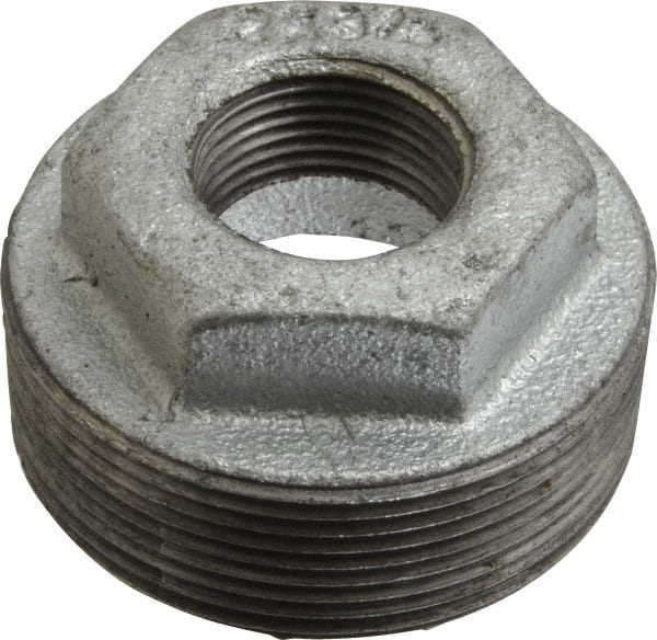 B&K Mueller - Class 150, 2 x 3/4" Galvanized Pipe Hex Bushing - Threaded, Malleable Iron - Exact Tooling