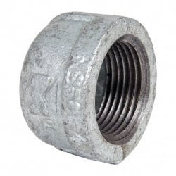 B&K Mueller - Class 150, 1" Galvanized Pipe End Cap - Threaded, Malleable Iron - Exact Tooling