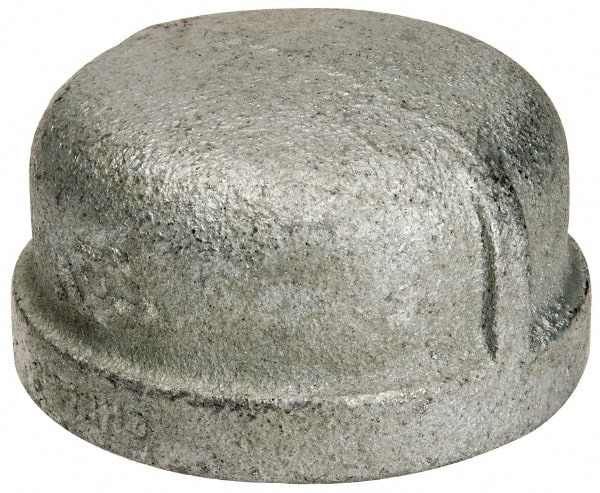 B&K Mueller - Class 150, 1-1/2" Galvanized Pipe End Cap - Threaded, Malleable Iron - Exact Tooling