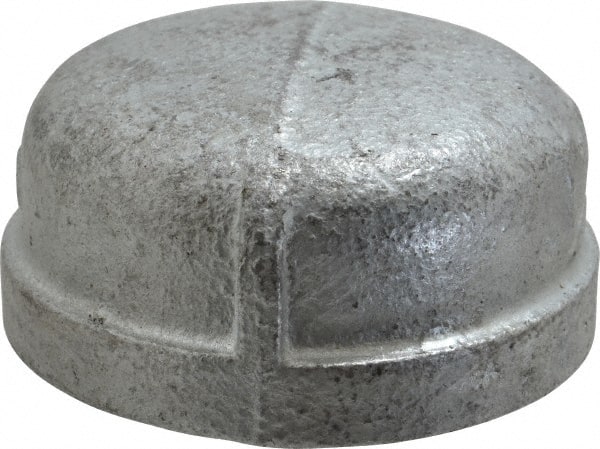 B&K Mueller - Class 150, 2" Galvanized Pipe End Cap - Threaded, Malleable Iron - Exact Tooling