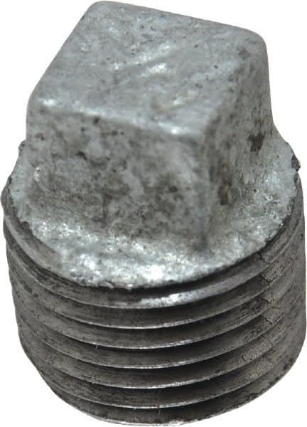 B&K Mueller - Class 150, 1/2" Galvanized Pipe Square Plug - Threaded, Malleable Iron - Exact Tooling