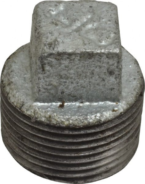 B&K Mueller - Class 150, 3/4" Galvanized Pipe Square Plug - Threaded, Malleable Iron - Exact Tooling