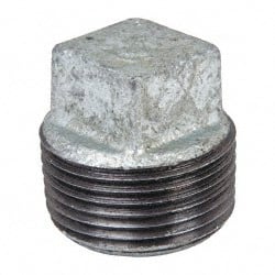 B&K Mueller - Class 150, 1" Galvanized Pipe Square Plug - Threaded, Malleable Iron - Exact Tooling