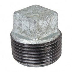 B&K Mueller - Class 150, 1" Galvanized Pipe Square Plug - Threaded, Malleable Iron - Exact Tooling