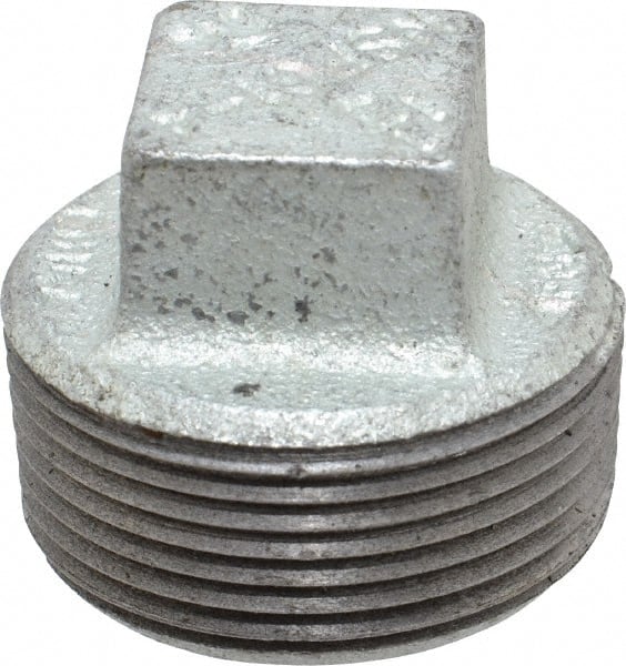 B&K Mueller - Class 150, 1-1/4" Galvanized Pipe Square Plug - Threaded, Malleable Iron - Exact Tooling