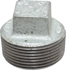 B&K Mueller - Class 150, 1-1/4" Galvanized Pipe Square Plug - Threaded, Malleable Iron - Exact Tooling