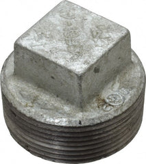 B&K Mueller - Class 150, 1-1/2" Galvanized Pipe Square Plug - Threaded, Malleable Iron - Exact Tooling